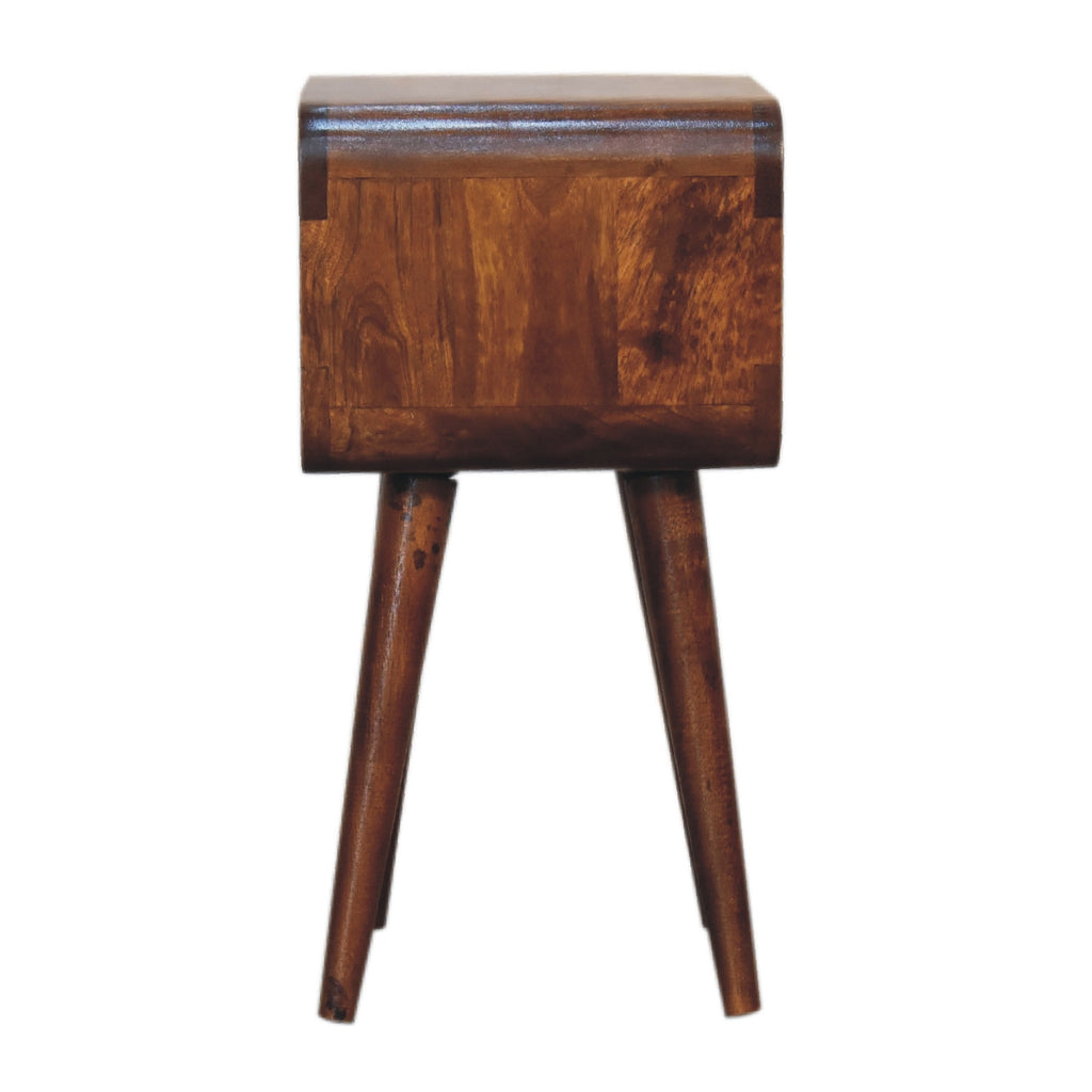 Mini Chestnut Curved Open Bedside for wholesale